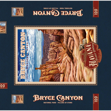 Bryce Canyon National Park - Pillars of Stone, Vintage Travel Poster 100 Puzzle Schachtel 3D Modell