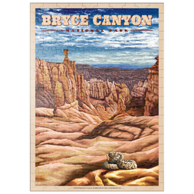 Darstellung des Puzzle-Motivs Bryce Canyon National Park - Pillars of Stone, Vintage Travel Poster – Puzzleteile: 200