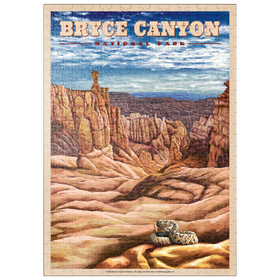 Darstellung des Puzzle Motivs Bryce Canyon National Park - Pillars of Stone, Vintage Travel Poster - Puzzleteile: 500