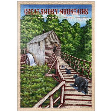 puzzleplate Great Smoky Mountains National Park - Enchanted Mill Among Smoky Highlands, Vintage Travel Poster 1000 Puzzle