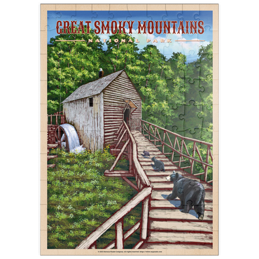 puzzleplate Great Smoky Mountains National Park - Enchanted Mill Among Smoky Highlands, Vintage Travel Poster 100 Puzzle