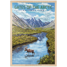Darstellung des Puzzle-Motivs Gates of the Arctic National Park - The Arctic Whisper, Vintage Travel Poster – Puzzleteile: 1000