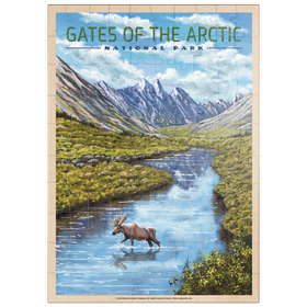 Darstellung des Puzzle Motivs Gates of the Arctic National Park - The Arctic Whisper, Vintage Travel Poster - Puzzleteile: 100