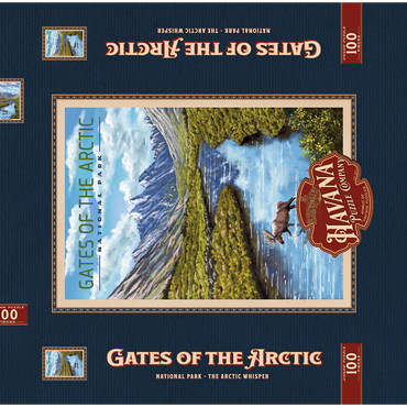 Gates of the Arctic National Park - The Arctic Whisper, Vintage Travel Poster 100 Puzzle Schachtel 3D Modell