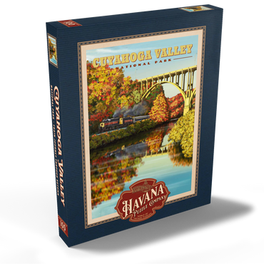 Cuyahoga Valley - Train Journey through Autumn, Vintage Travel Poster 100 Puzzle Schachtel Ansicht2