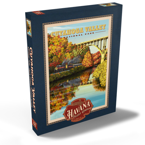 Cuyahoga Valley - Train Journey through Autumn, Vintage Travel Poster 100 Puzzle Schachtel Ansicht2