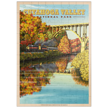 puzzleplate Cuyahoga Valley - Train Journey through Autumn, Vintage Travel Poster 100 Puzzle