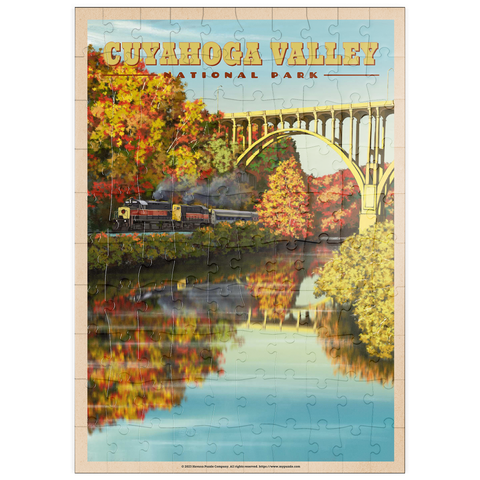puzzleplate Cuyahoga Valley - Train Journey through Autumn, Vintage Travel Poster 100 Puzzle