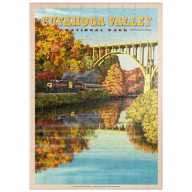 Darstellung des Puzzle Motivs Cuyahoga Valley - Zugfahrt durch den Herbst, Vintage Travel Poster - Puzzleteile: 100