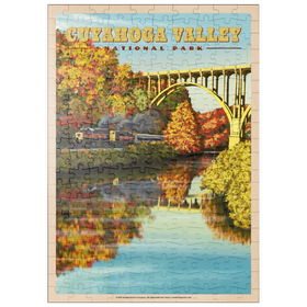 Darstellung des Puzzle Motivs Cuyahoga Valley - Zugfahrt durch den Herbst, Vintage Travel Poster - Puzzleteile: 200