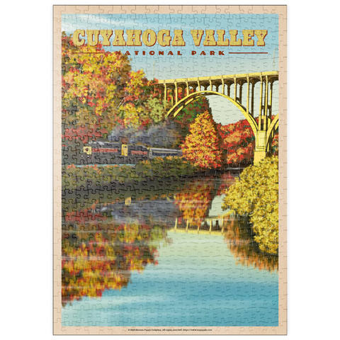 puzzleplate Cuyahoga Valley - Train Journey through Autumn, Vintage Travel Poster 500 Puzzle