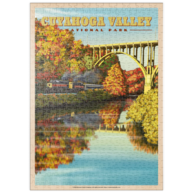 Darstellung des Puzzle Motivs Cuyahoga Valley - Zugfahrt durch den Herbst, Vintage Travel Poster - Puzzleteile: 500