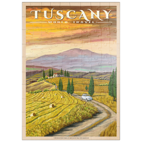 Darstellung des Puzzle Motivs Toskana - Val d’Orcia, Vintage Travel Poster - Puzzleteile: 100