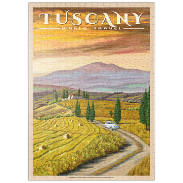 puzzleplate Tuscany - Val d’Orcia, Vintage Travel Poster 500 Puzzle