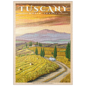 Darstellung des Puzzle Motivs Toskana - Val d’Orcia, Vintage Travel Poster - Puzzleteile: 500