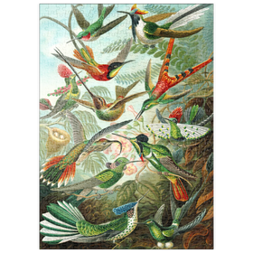 Darstellung des Puzzle Motivs Hummingbirds and Trochilidae (Kolibris), Vintage Art Poster, Ernst Haeckel - Puzzleteile: 500