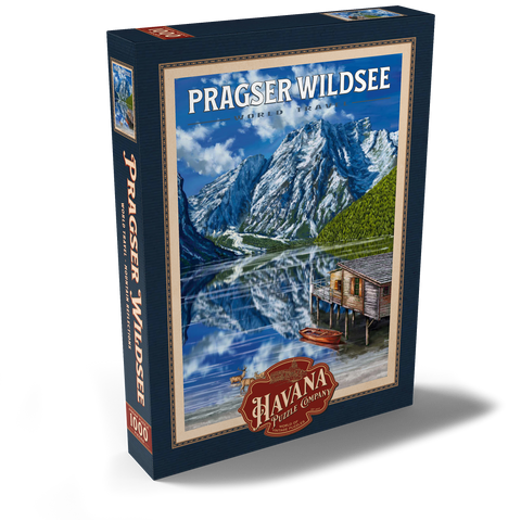 Pragser Wildsee - Mountain Reflections, Vintage Travel Poster 1000 Puzzle Schachtel Ansicht2