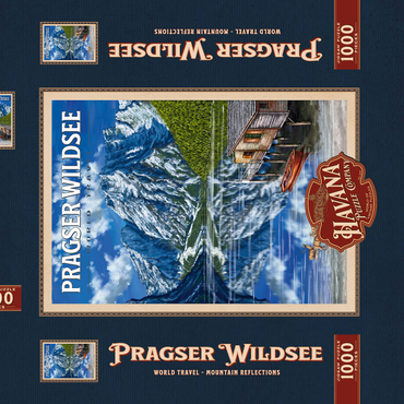 Pragser Wildsee - Mountain Reflections, Vintage Travel Poster 1000 Puzzle Schachtel 3D Modell