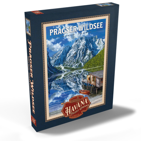 Pragser Wildsee - Mountain Reflections, Vintage Travel Poster 100 Puzzle Schachtel Ansicht2