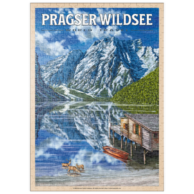 Darstellung des Puzzle Motivs Pragser Wildsee - Gebirgsreflexionen, Vintage Travel Poster - Puzzleteile: 500