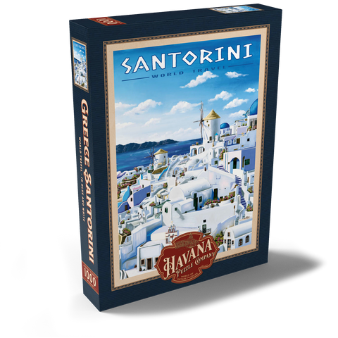 Greece Santorini - In Blue and White, Vintage Travel Poster 1000 Puzzle Schachtel Ansicht2