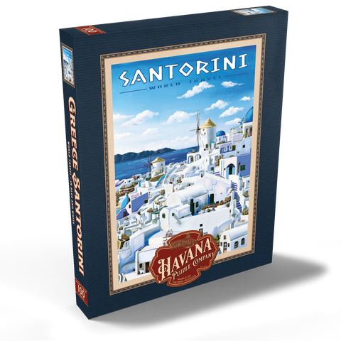 Greece Santorini - In Blue and White, Vintage Travel Poster 100 Puzzle Schachtel Ansicht2