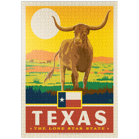 Darstellung des Puzzle Motivs Texas: The Lone Star State, State Pride Vintage Poster - Puzzleteile: 1000