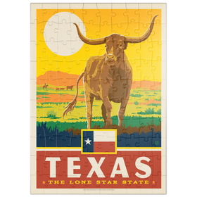 Darstellung des Puzzle Motivs Texas: The Lone Star State, State Pride Vintage Poster - Puzzleteile: 100