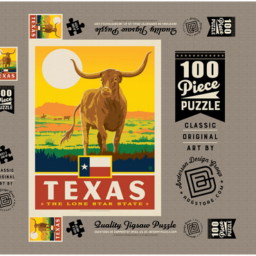 Texas: The Lone Star State, State Pride Vintage Poster 100 Puzzle Schachtel 3D Modell
