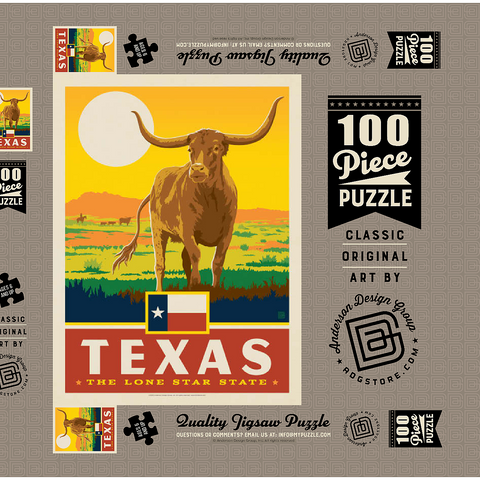 Texas: The Lone Star State, State Pride Vintage Poster 100 Puzzle Schachtel 3D Modell