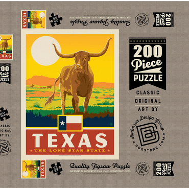 Texas: The Lone Star State, State Pride Vintage Poster 200 Puzzle Schachtel 3D Modell