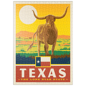 Darstellung des Puzzle Motivs Texas: The Lone Star State, State Pride Vintage Poster - Puzzleteile: 500