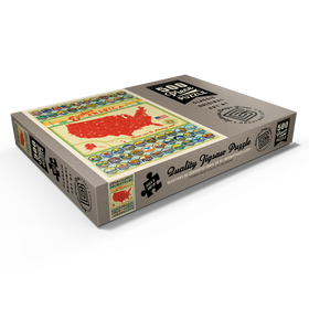 Alternative Darstellung des Puzzle-Motivs Entdecke Amerika: 50 Staatswappen, Vintage Poster – Puzzleteile: 500