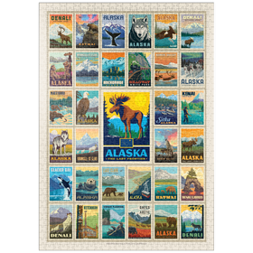Darstellung des Puzzle Motivs Alaska: Multi-Image Print, Vintage Poster - Puzzleteile: 1000