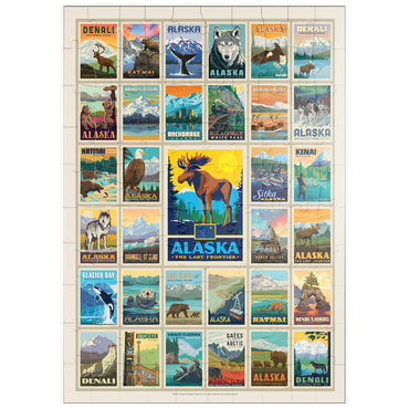 puzzleplate Alaska: Multi-Image Print, State Pride Vintage Poster 100 Puzzle