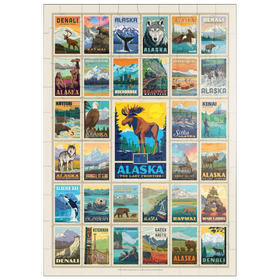 Darstellung des Puzzle Motivs Alaska: Multi-Image Print, Vintage Poster - Puzzleteile: 100