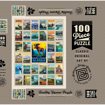 Alaska: Multi-Image Print, State Pride Vintage Poster 100 Puzzle Schachtel 3D Modell