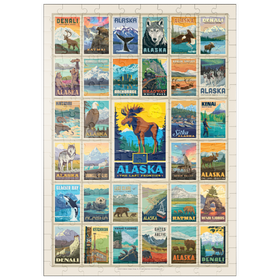 Darstellung des Puzzle Motivs Alaska: Multi-Image Print, Vintage Poster - Puzzleteile: 200