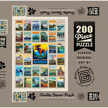 Alaska: Multi-Image Print, State Pride Vintage Poster 200 Puzzle Schachtel 3D Modell