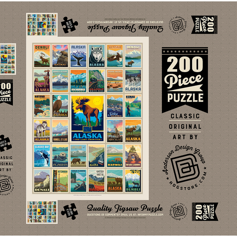 Alaska: Multi-Image Print, State Pride Vintage Poster 200 Puzzle Schachtel 3D Modell