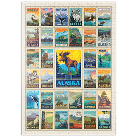 Darstellung des Puzzle Motivs Alaska: Multi-Image Print, Vintage Poster - Puzzleteile: 500