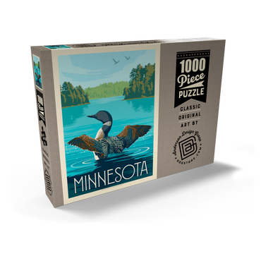 Minnesota: Loon, Vintage Poster 1000 Puzzle Schachtel Ansicht2
