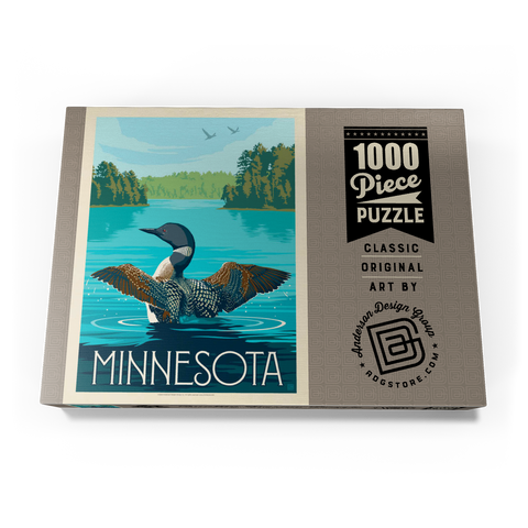Minnesota: Loon, Vintage Poster 1000 Puzzle Schachtel Ansicht3