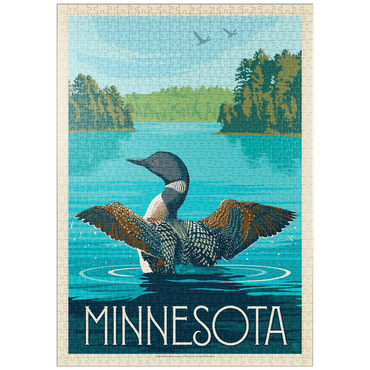 puzzleplate Minnesota: Loon, Vintage Poster 1000 Puzzle