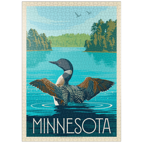 puzzleplate Minnesota: Loon, Vintage Poster 1000 Puzzle