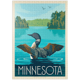 Darstellung des Puzzle Motivs Minnesota: Seetaucher, Vintage Poster - Puzzleteile: 1000