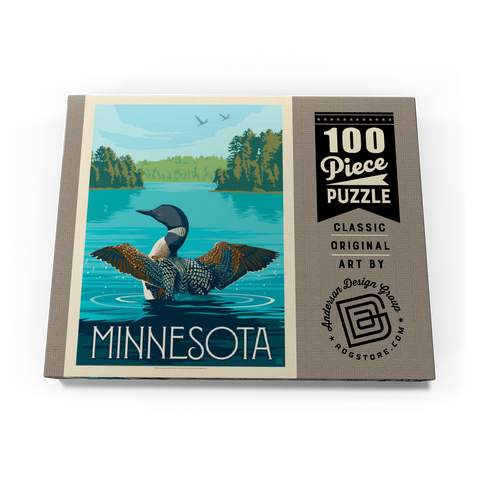 Minnesota: Loon, Vintage Poster 100 Puzzle Schachtel Ansicht3