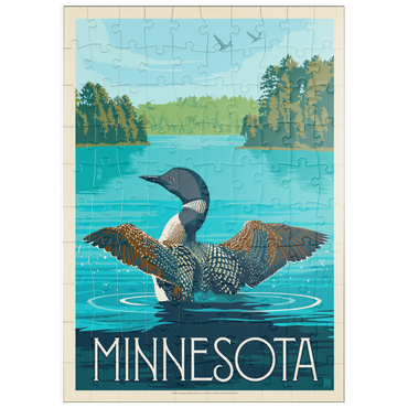 puzzleplate Minnesota: Loon, Vintage Poster 100 Puzzle