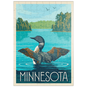 Darstellung des Puzzle Motivs Minnesota: Seetaucher, Vintage Poster - Puzzleteile: 100