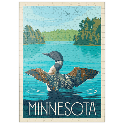 puzzleplate Minnesota: Loon, Vintage Poster 200 Puzzle